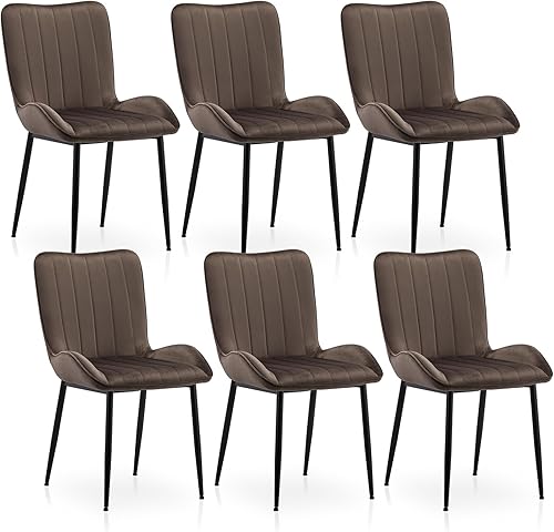 Miniatura 10 de TUKAILAi Juego de 2 sillas de comedor tapizadas de terciopelo con patas de metal resistentes, silla de escritorio moderna de terciopelo de mediados