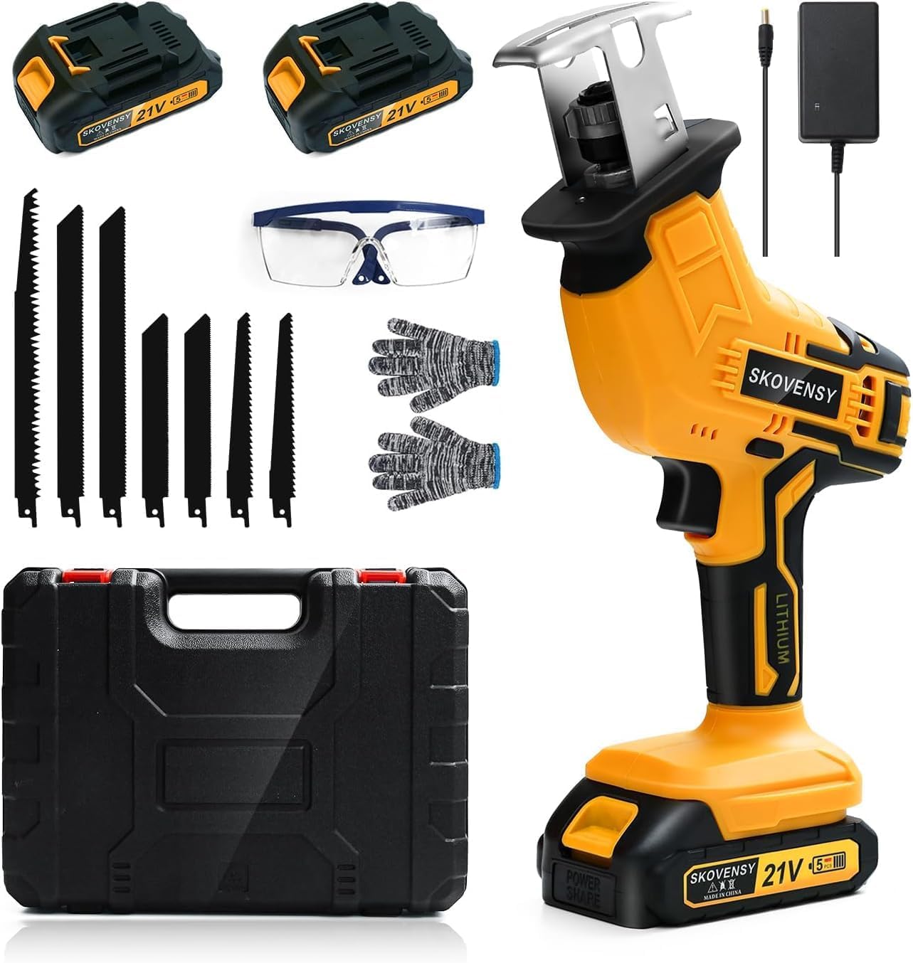 Cordless Reciprocating Saw, 2.0Ah Battery x2, Cordless Variable Speed, Blades Kit for Wood/Metal/PVC Cutting YL5