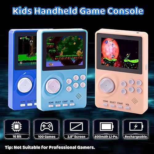 Miniatura 2 de Consola de videojuegos portátil para niños, 100 juegos de 16 bits, consola de juegos retro de mano, consola de juegos fácil de viajar, pantalla a