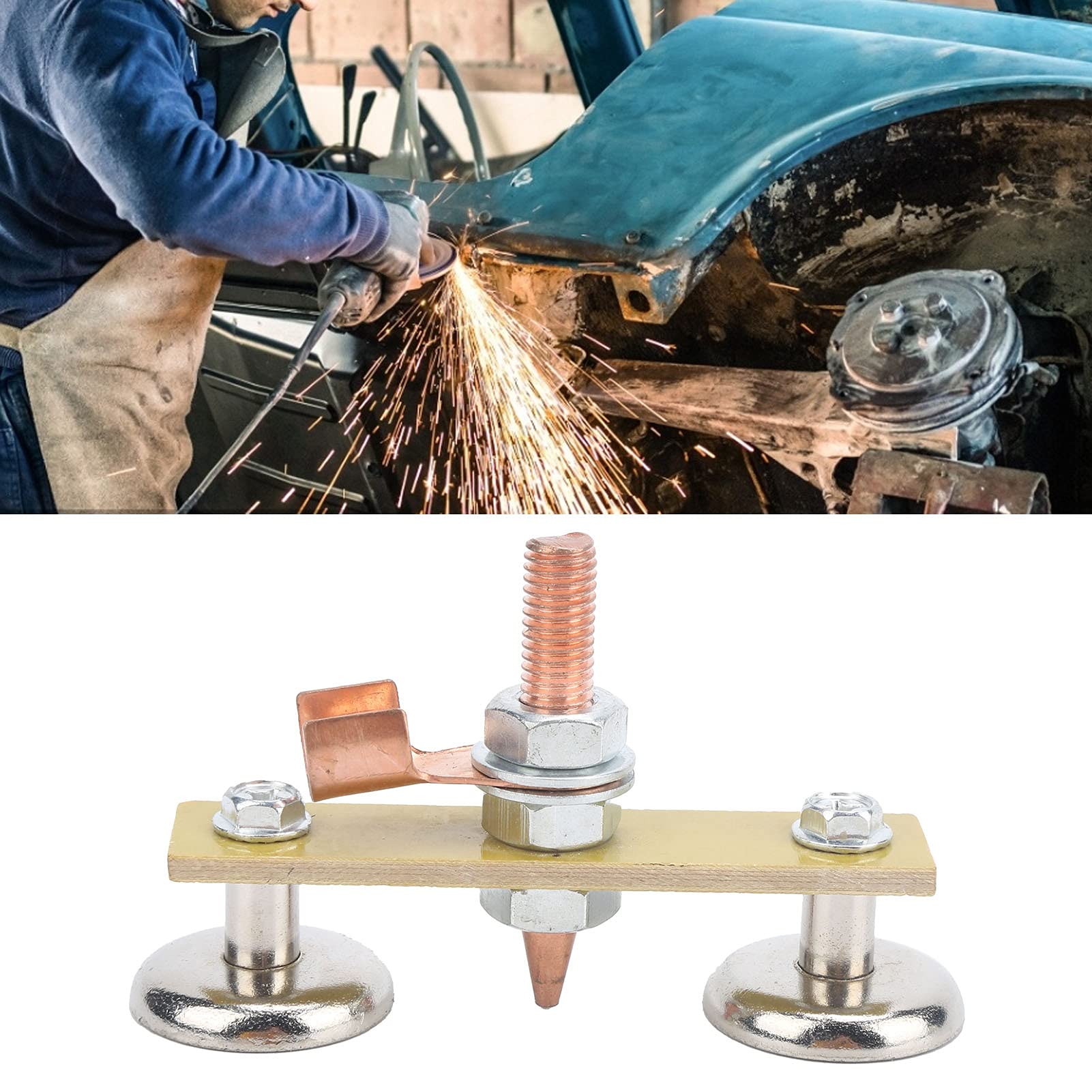 Leapiture 4mm Welding Magnet Clamp Magnetic Ground Clamp Magnetic Ground Clamp Spotter Magnet Head for Metalworking