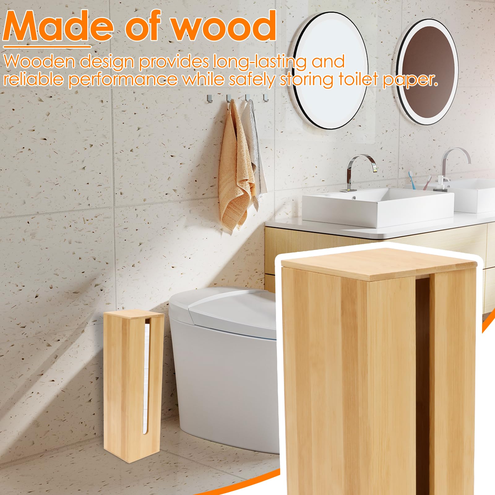 Portarotolo Di Carta Igienica Con Finestra - Contenitore Stretto In Tessuto E Legno, Capiente Per 12 Rotoli, Organizer Per Bagno E Cucina