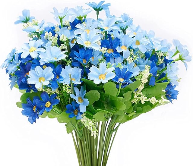Lovefei 6PCS Artificial Flowers Artificial Jumping Orchid Wildflowers Greening Shrubs Indoor Farmhouse Garden Flower Pot Decoration (Blue)