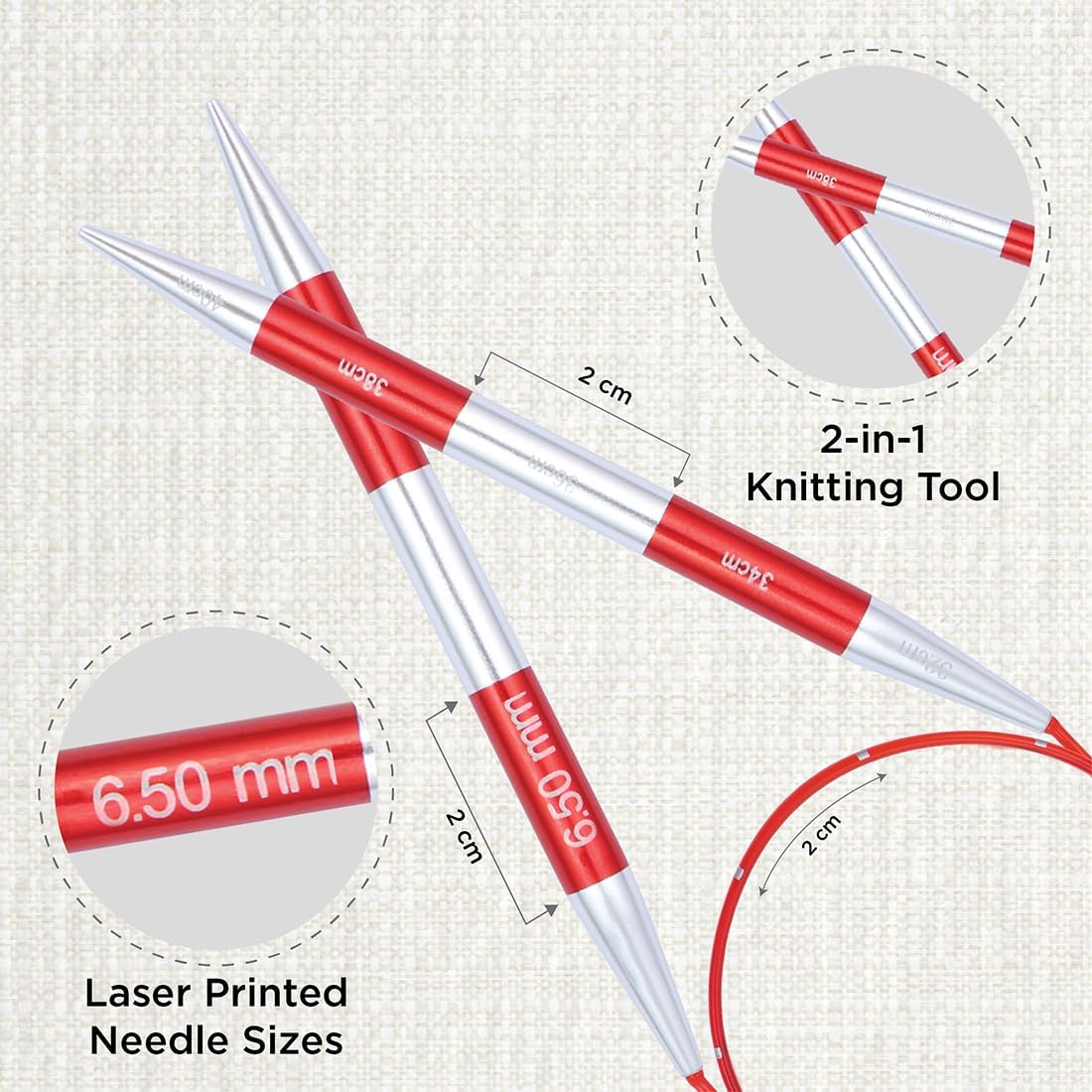 KnitPro Smartstix Fixed Circular Needles 16" (40cm) | US Size 10.5 (6.5mm)