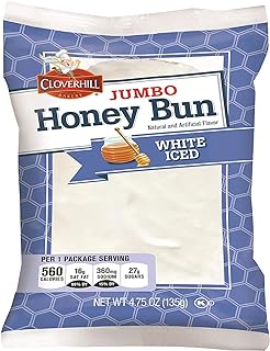 Cloverhill Bakery Jumbo White Iced Honey Buns, 4.75 Ounce - 6 Count Display Box