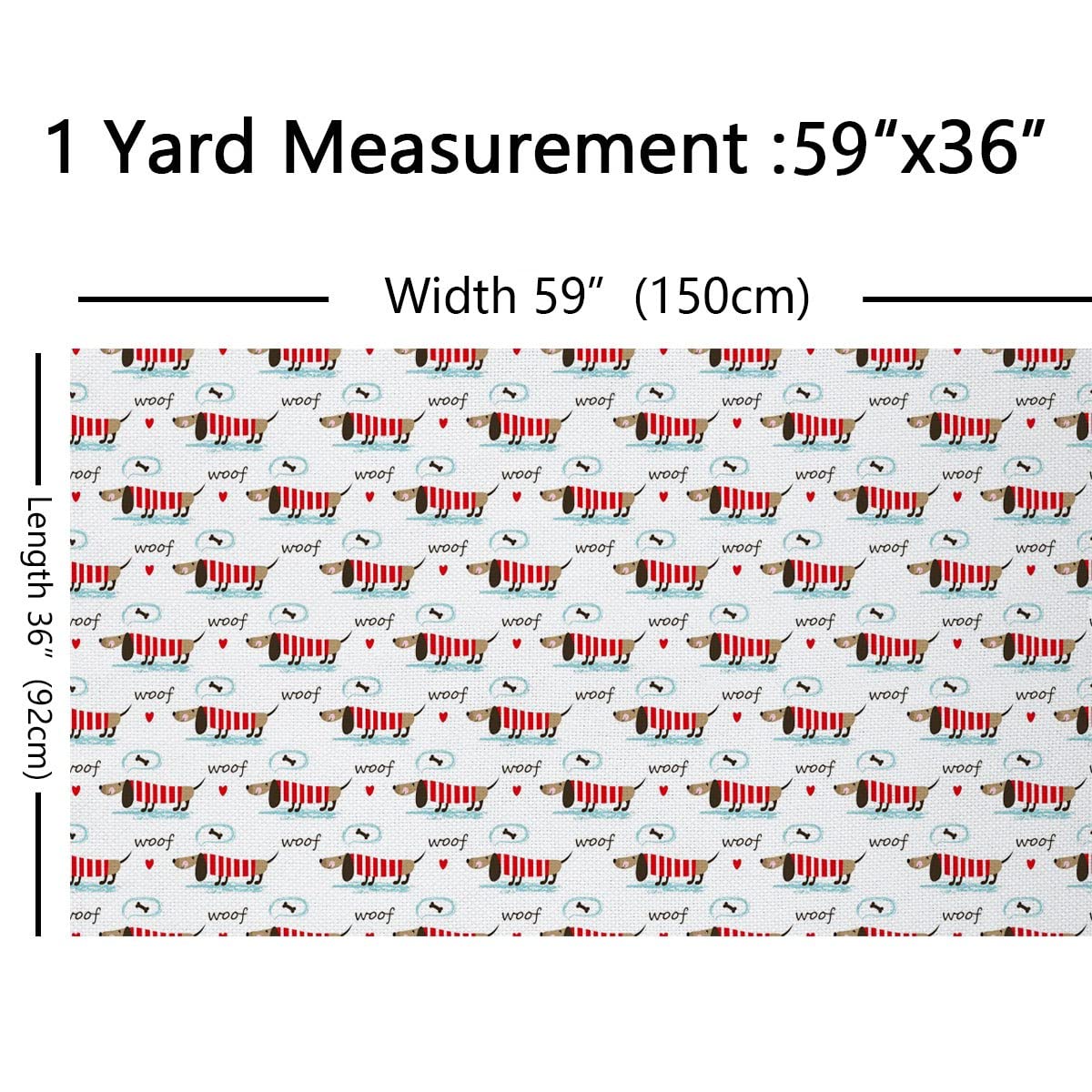 Cartoon Sausage Dog Outdoor Fabric by The Yard Kawaii Dachshund Pet Upholstery Fabric for Chairs Lines Puppy Dog Fabric for Home DIY Projects 1 Yard (L92*W150cm) Colorful Red - Image 2