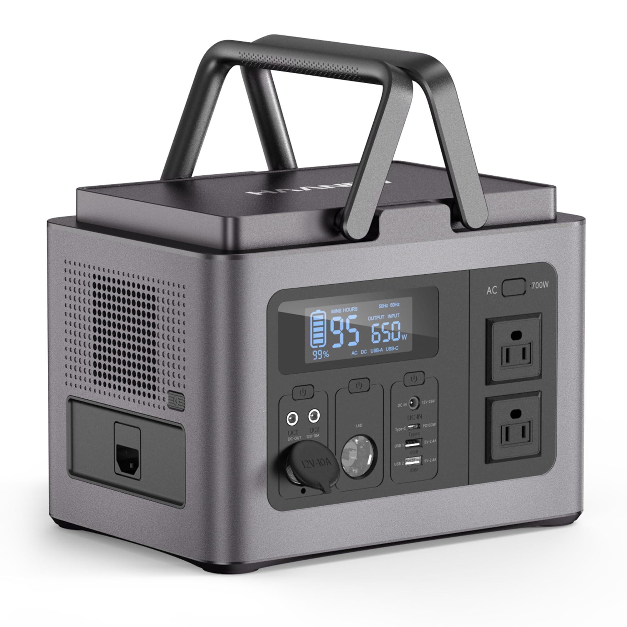 ポータブル電源 614Wh 700W Powdeom リン酸リチウム ポータブル電源 大容量 614Wh/700W