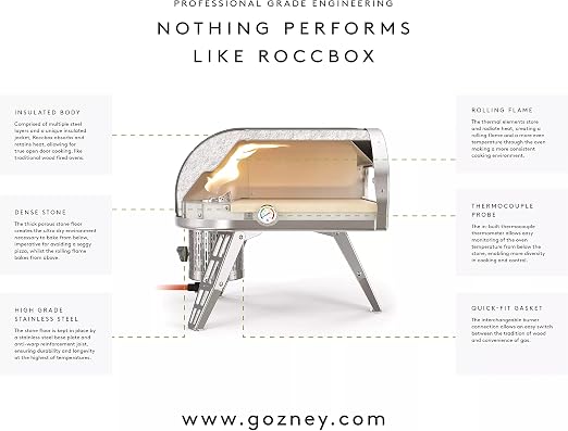 Forno portatile da esterno per pizza ROCCBOX di Gozney – Alimentato a gas,  forno da esterno per pizza fuoco e pietra, con pala professionale per pizza  : Amazon.it: Giardino e giardinaggio