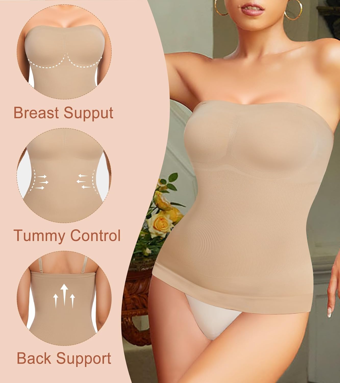 Compression Tank Tops Shapewear For Women Slimming Camisole Tummy Control Tops Body Shaper - Image 3