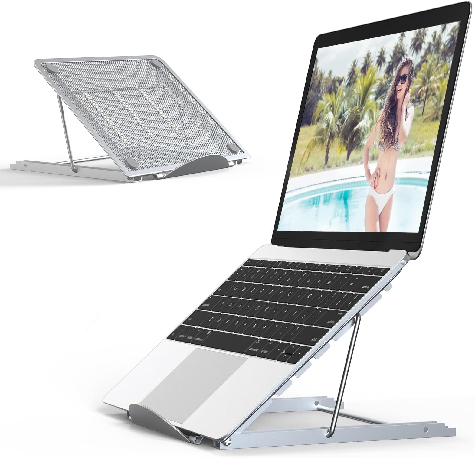 Jumkeet Laptop Stand,Foldable Portable Ventilated Desktop Laptop Holder,Universal Lightweight&Adjustable Ergonomic Tray Mount Compatible with iM(ac)/Laptop/Notebook Computer/Tablet (White)