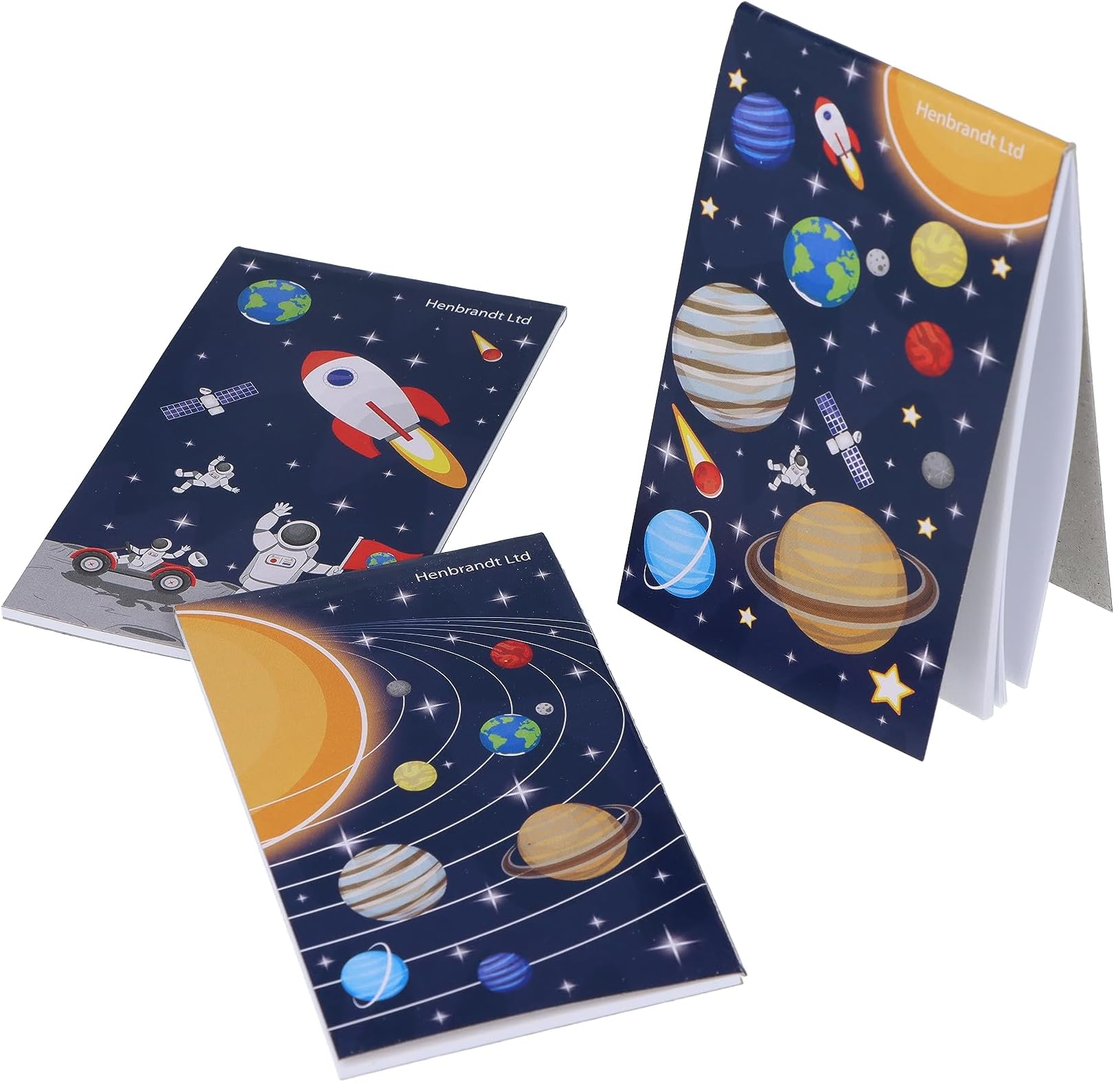 Henbrandt 20 x Mini Space Notebooks Kids Children’s Stationery for Girls and Boys Birthday Party Home School Classroom Prize Loot Bag Filler Party Favour