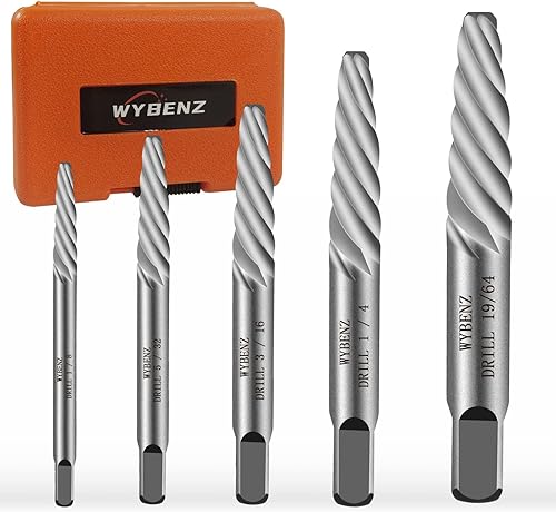 Juego de 5 extractores de tornillos, juego de extractor de pernos de flauta en espiral, juego de extractor de pernos Cr-MO Easy Out para quitar