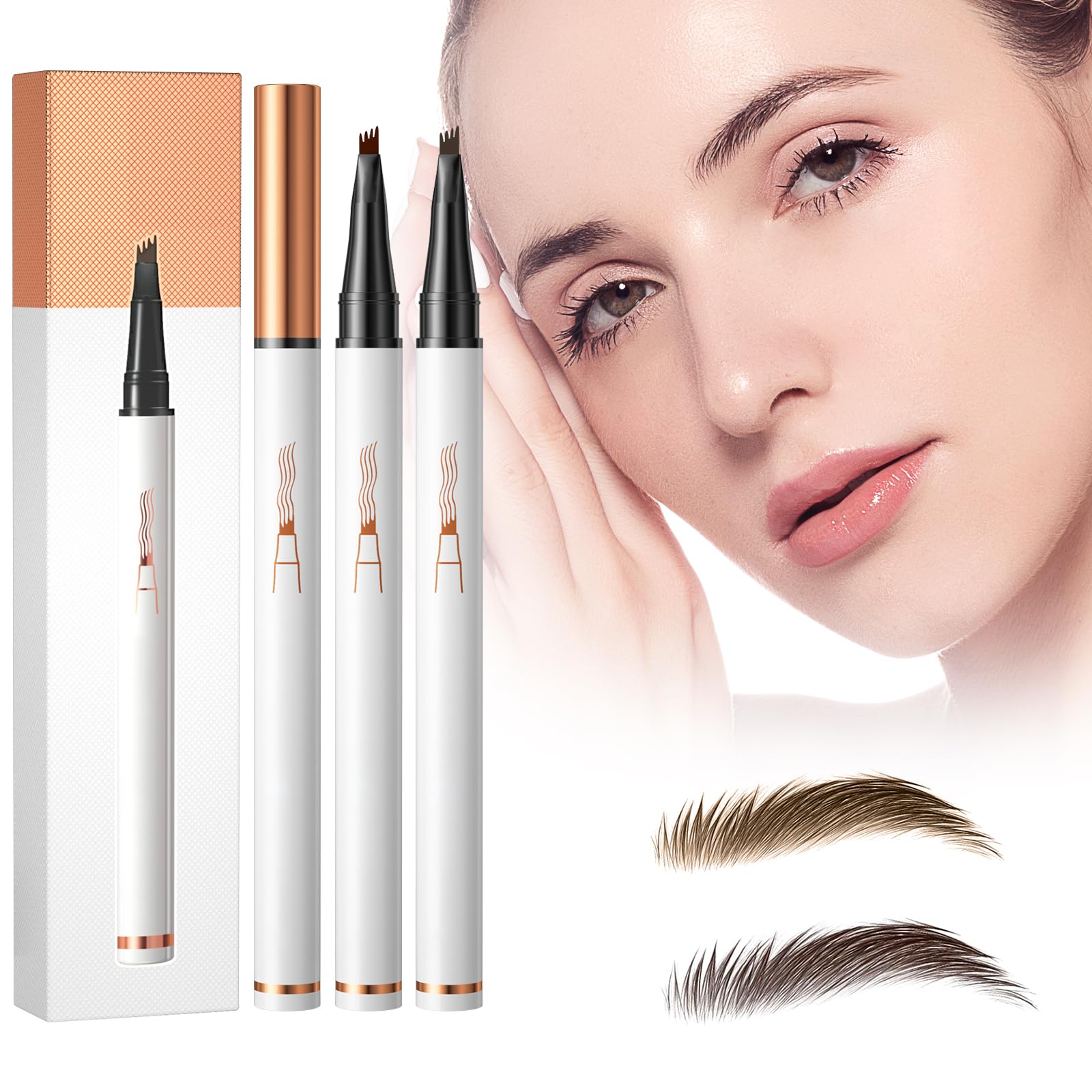 Magic Eyebrow Pencil, Kaluofan Liquid Tip Eyebrow Pen, 3D Waterproof Eyebrow Pencil Contouring Pen