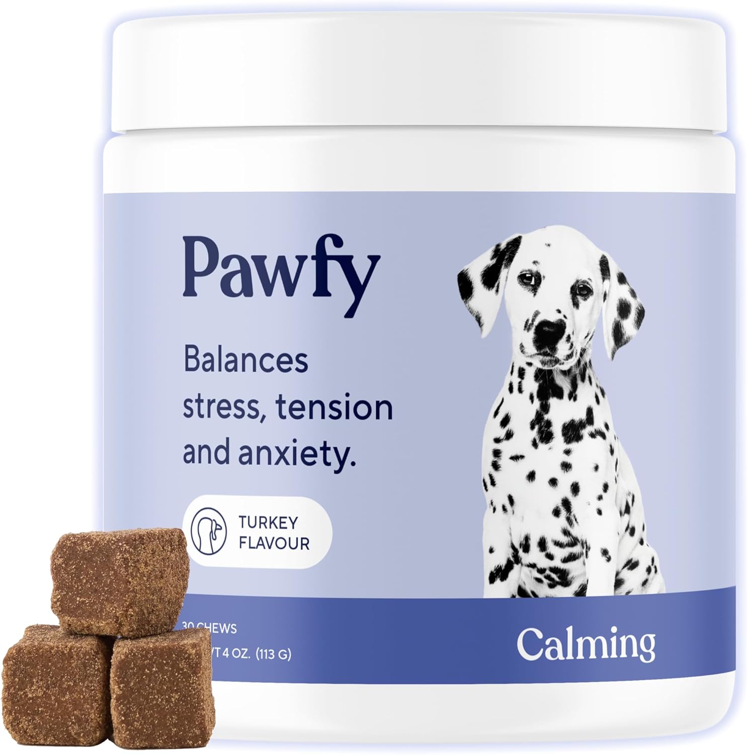 Pawfy Calming Chews for Dogs | Natural Dog Calming Chews – Supports Relaxation and Calm Behavior | Helps with Thunder, Separation, Chewing & Barking | Soothing Aid for Fireworks – 30 Turkey Treats Pawfy Calming Chews for Dogs | Natural Dog Calming Chews – Supports Relaxation and Calm Behavior | Helps with Thunder, Separation, Chewing & Barking | Soothing Aid for Fireworks – 30 Turkey Treats