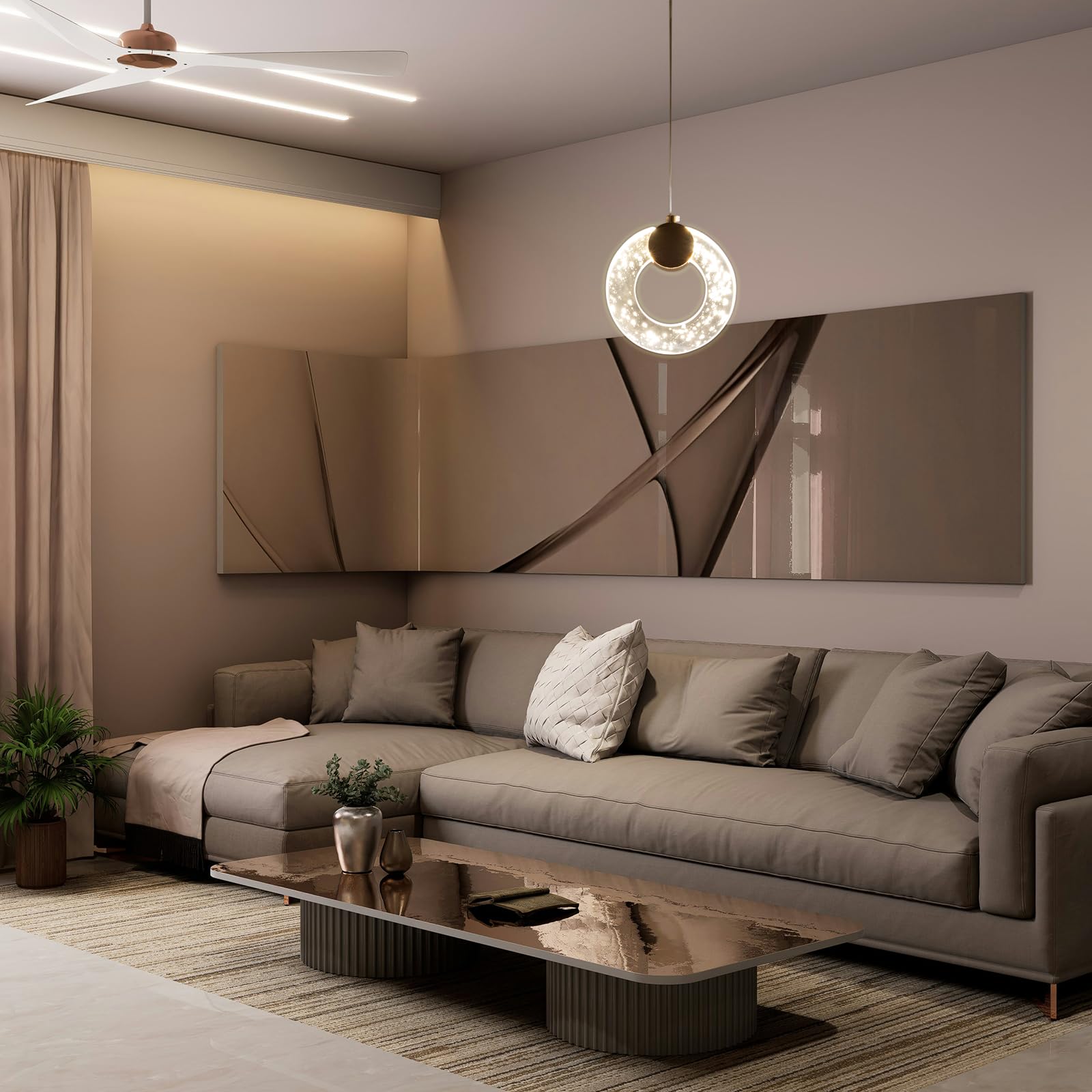 Chrasy E27 Moderno Lampada a Sospensione in Vetro Cristal Cerchio Lustre Lampadari da Interno Vetro Strutturato Ottone per Isola Cucina Sala Da Pranzo per Sala da Pranzo Decorazione