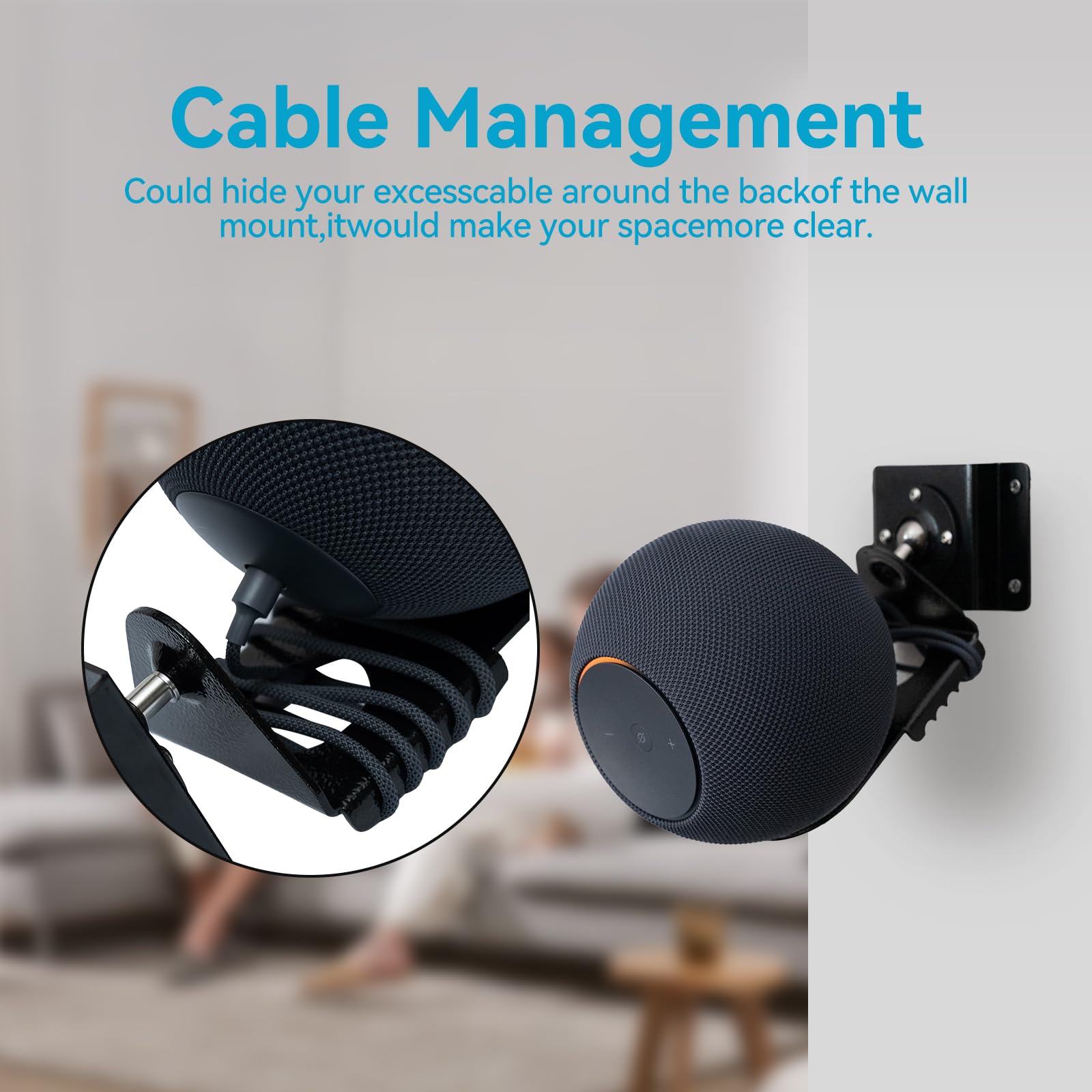 shinar Soporte de pared metálico para ECH0 Studio 2025, orientable hasta 360°, inclinable -50°/+50°, accesorio para estudio 2025 con gestión de cables (negro)