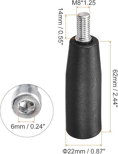 Miniatura 2 de uxcell Mango giratorio, 10 piezas M8x62mm (DxL) roscadas para volante, pomos de manivela para fresadora de torno industrial