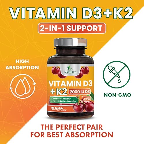 Miniatura 3 de Vitamina D3 K2 como MK-7 con 2000iu de D3 y 75mcg K2, vitamina K2 D3 suplementos de fuerza ósea que apoyan la absorción de calcio para la salud de