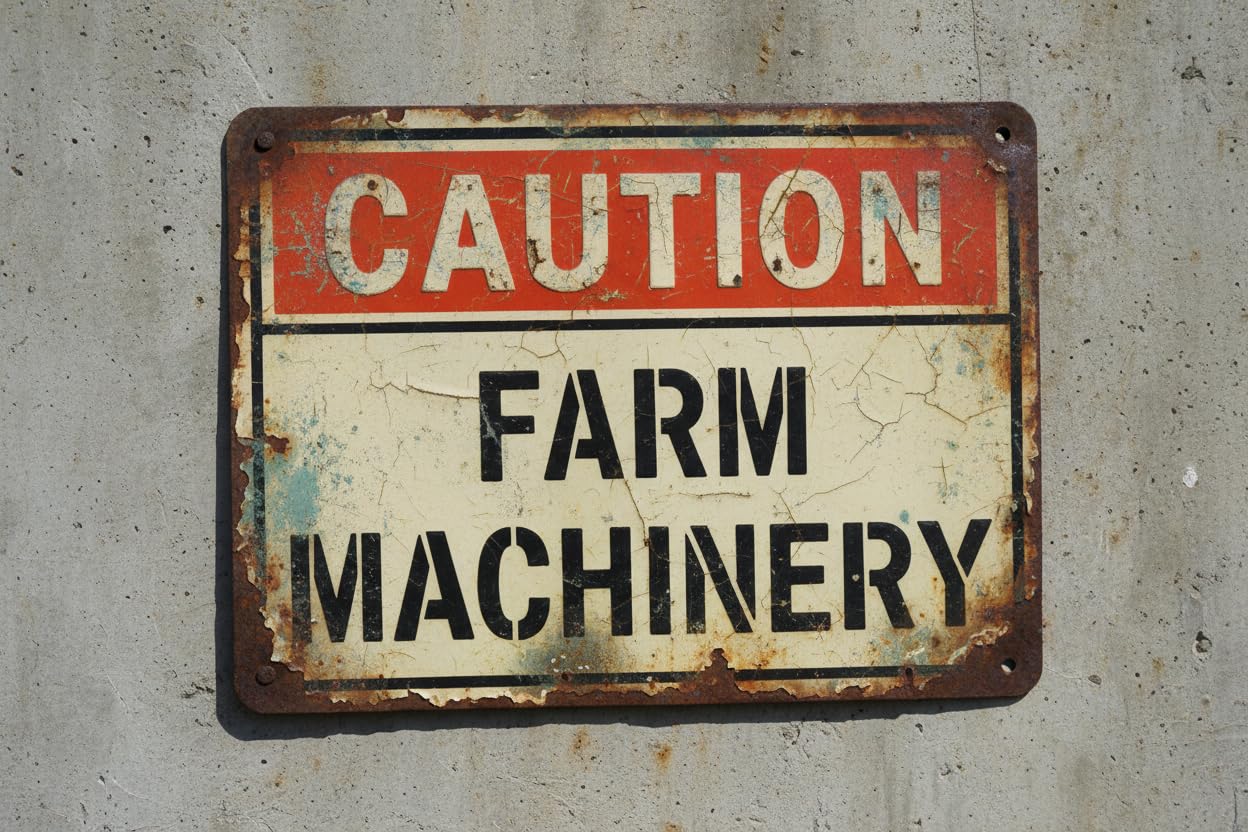 Caution Farm Machinery Metal Sign Farm Safety Sign Wall Decor 12"x8" Vintage Signs Aluminum Plates Printed