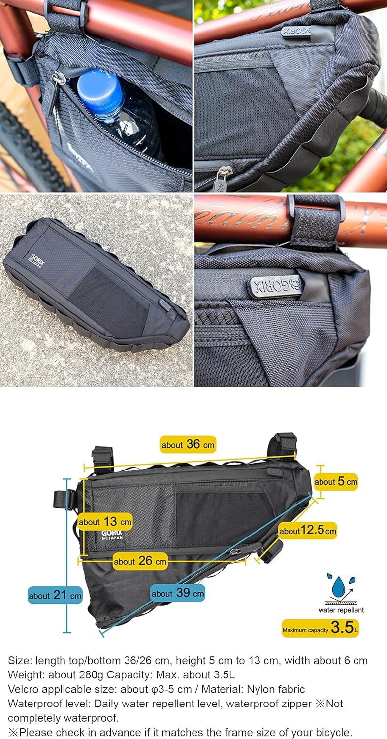 GORIX Sac de vélo triangulaire extensible 3,5 L étanche pour vélo de route VTT (GX-FB Pelican)