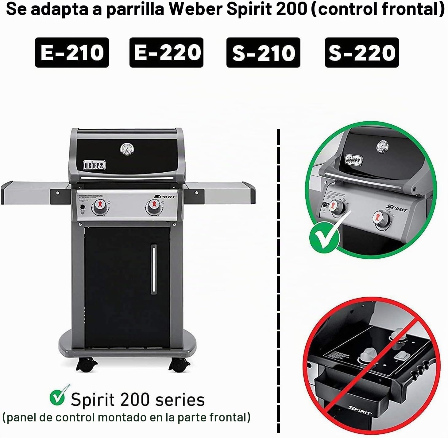 Denmay Plancha de hierro fundido 7637 para Weber Spirit I II E210 E220 S210 S220 (con botones frontales), placa de repuesto (200), 1 unidad