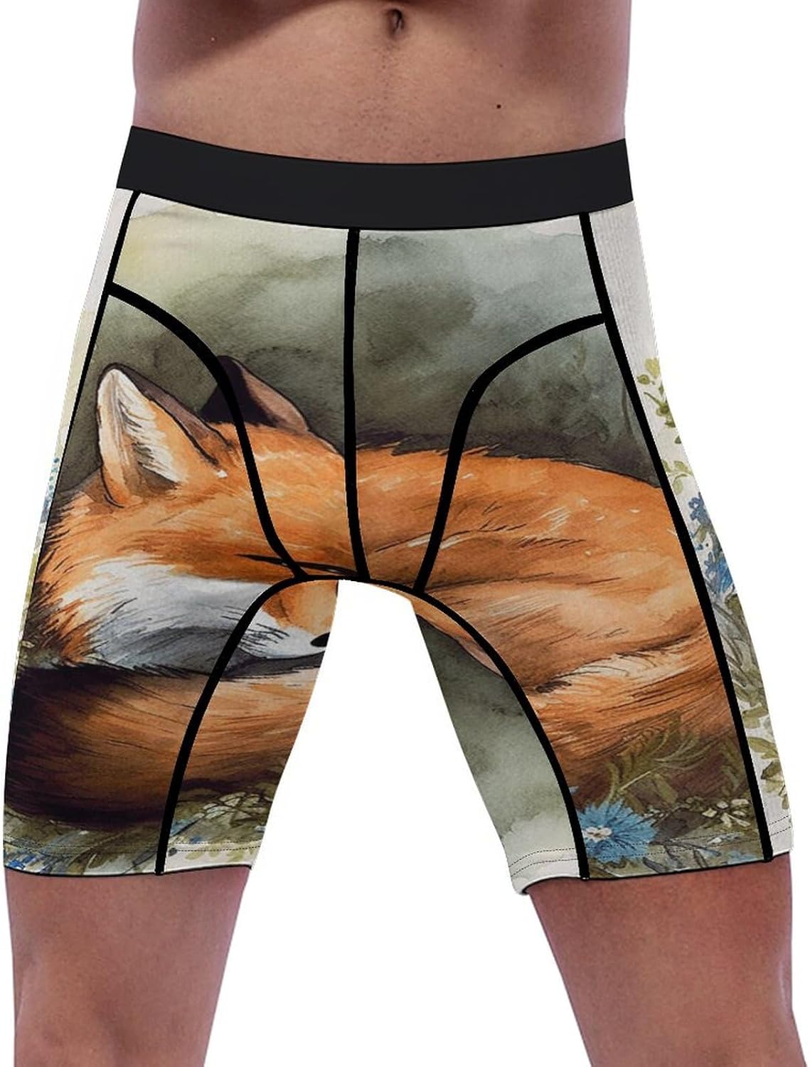 A Sleeping Fox Compression Shorts Men Spandex Sport Shorts Workout Performance Baselayer Underwear