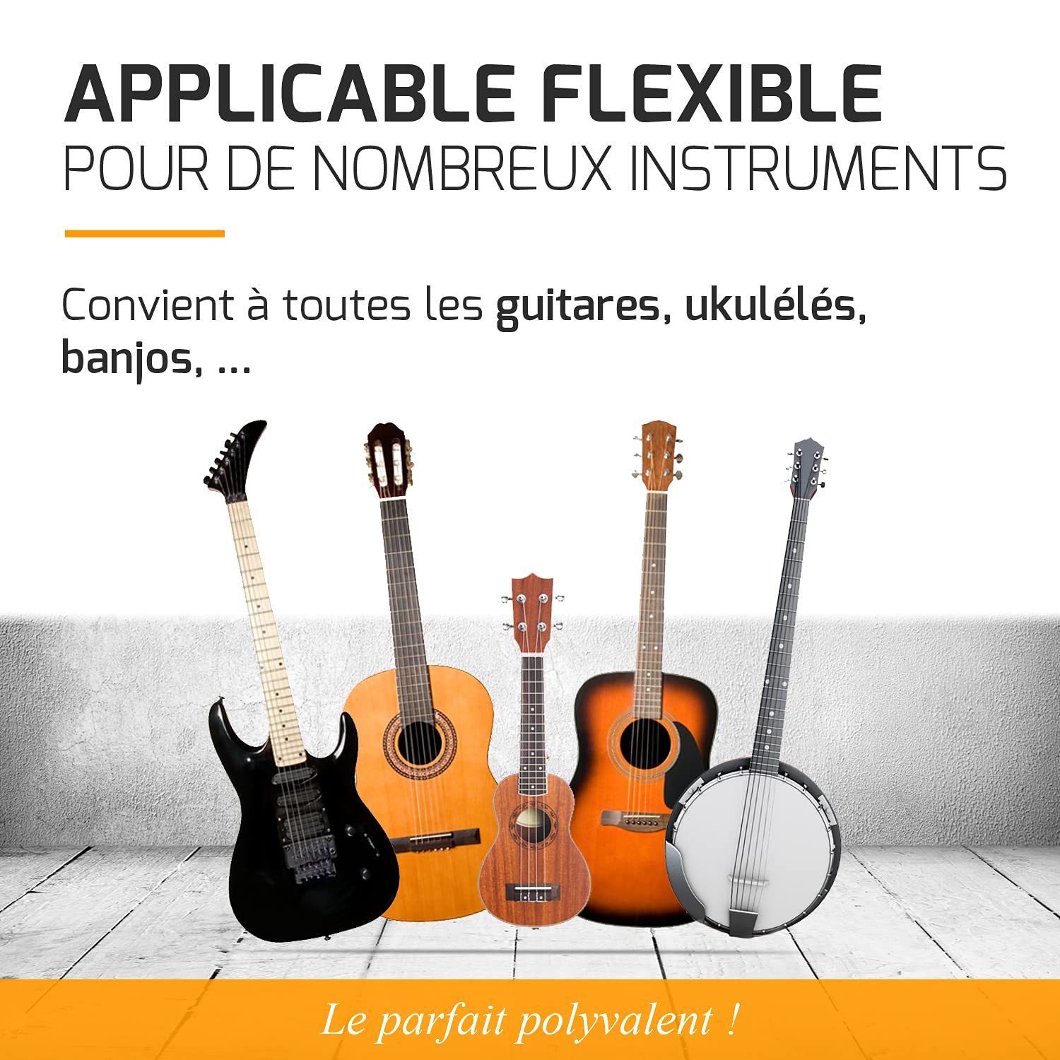 Lot de 2 supports muraux pour guitare + école de guitare – support guitare mural pour guitare western acoustique, guitare de concert, guitare électrique, banjo et ukulélé