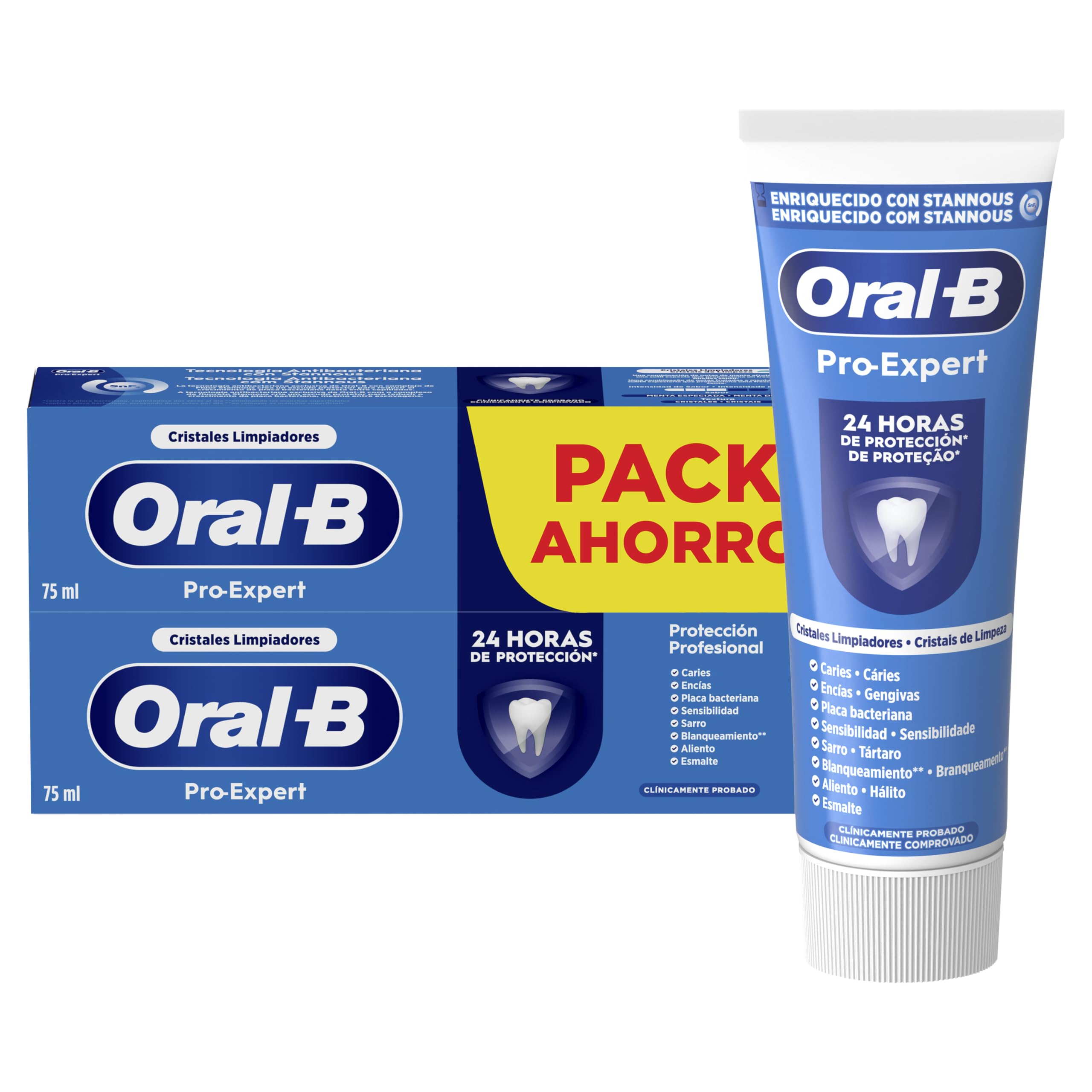 Oral-B Pro-Expert Protección Profesional Pasta De Dientes, Pack Ahorro 2x75 ml - Dentífrico con Fluoruro de Estaño, Ayuda con Problemas de Encías, Placa, Sarro Y Sensibilidad, Sabor a Menta Fresca