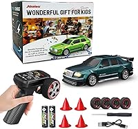 SkyNexus 1/43 Mini RC Drift Car with Gyroscope, 4WD, 20+KM/H Speed - RTR Remote Control Drift Car for Kids Adults (Green)