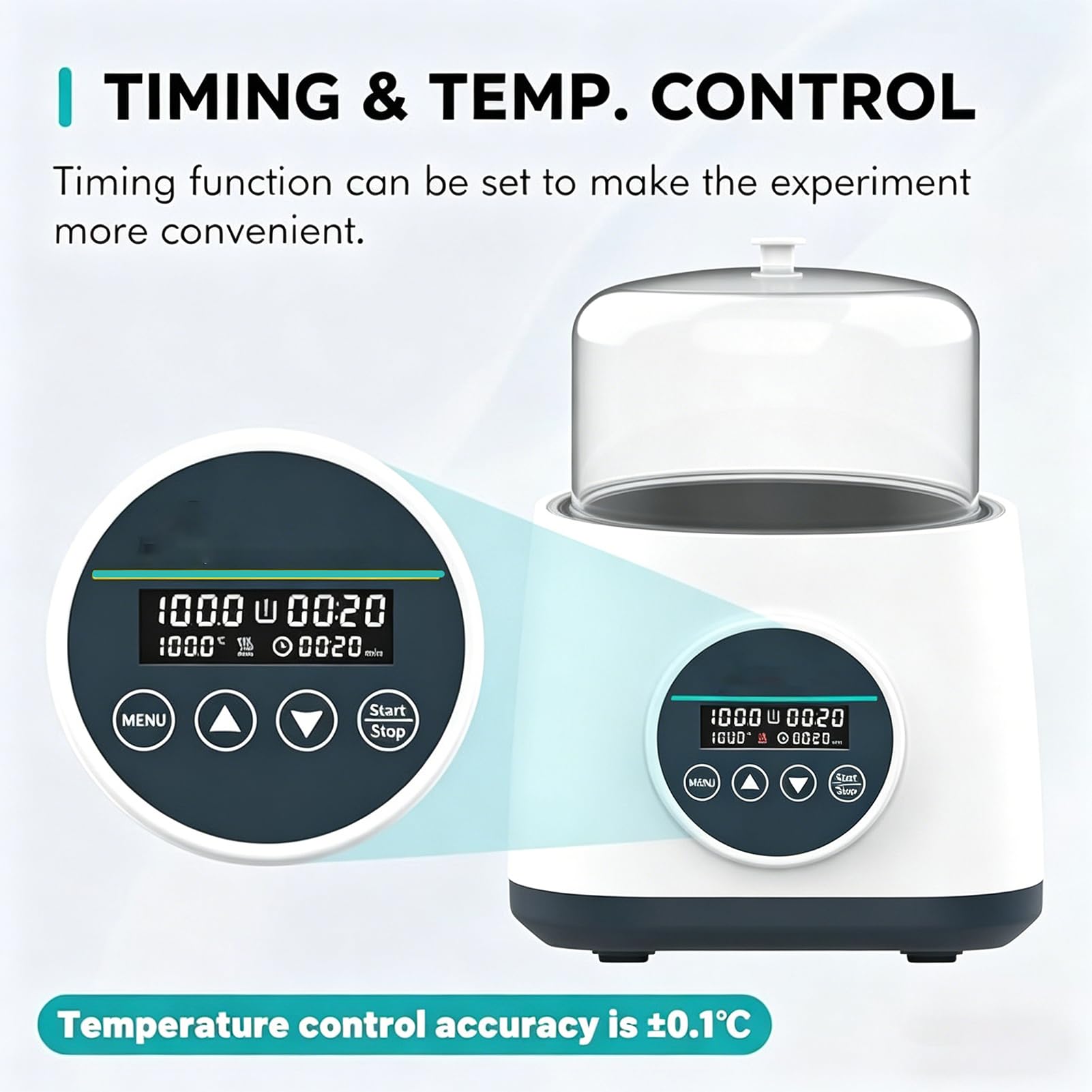 Digitales Thermostatisches Wasserbad, Labor-Heizbad aus Edelstahl, Doppel-LED-Display, einstellbare Öffnungen, Timer, Überhitzungsschutz, Temperaturgenauigkeit ±0,1°C für Labor, Forschung und Indust