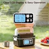 Gamelle Chauffante Batterie, 1,5L Intelligente Lunch Box Chauffante avec écran LCD, Boite Chauffante Repas à Chauffage Rapide avec Vaisselle en Acier Inoxydable et Sac Isotherme pour Voiture Bureau - 5