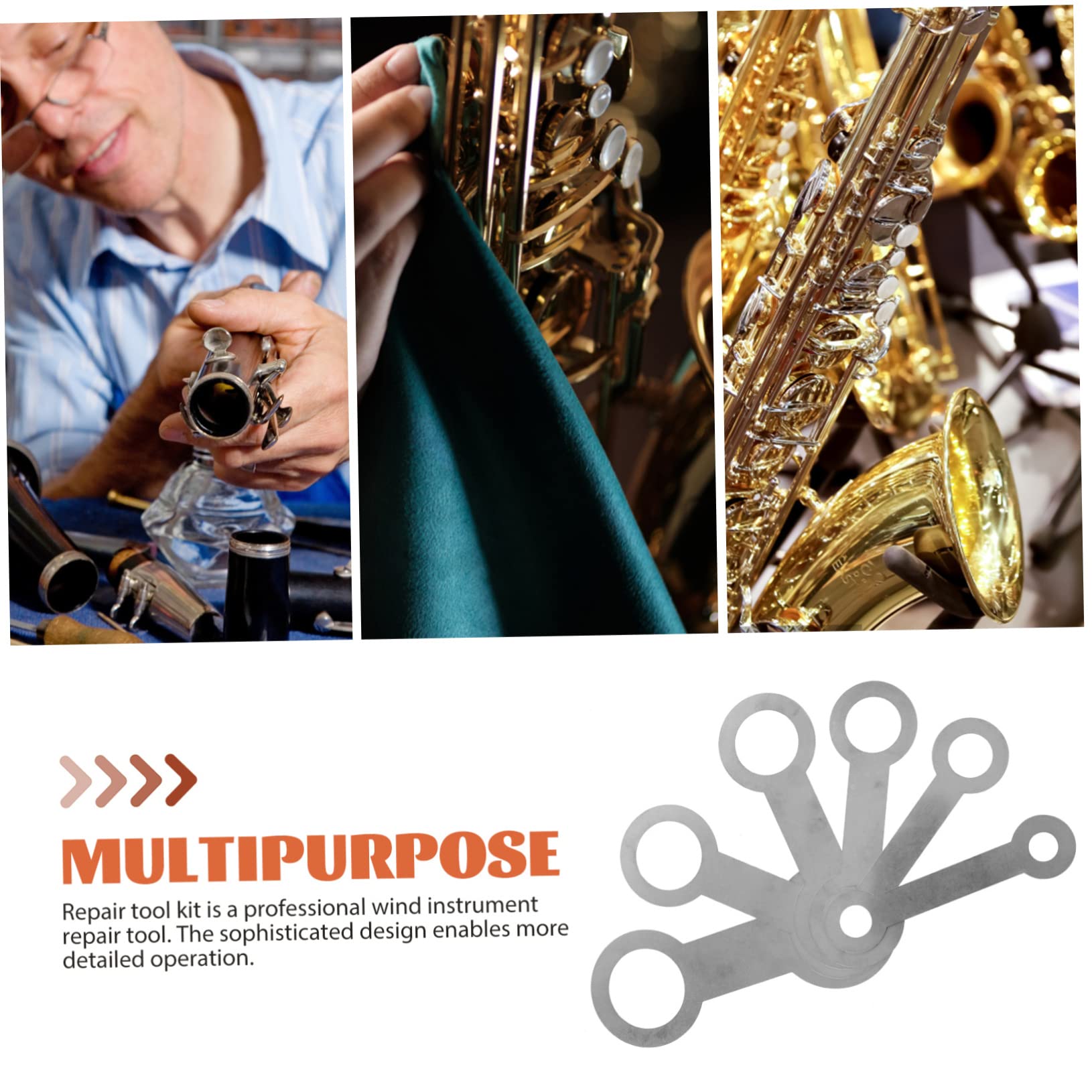 ifundom Saxophon Reparaturset 17 Stück für Blasinstrumente Professionelles Werkzeugset mit Griff für Klarinette und Saxophon Langlebiges Zubehör
