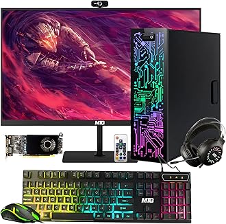 HP G3 Gaming Desktop PC, Intel Core i7 6th Gen, AMD RX 550 Graphics, 16GB RAM, 240GB SSD | 2TB HDD, MTG New 24 Inch Monitor, RGB Keyboard Mouse, RGB Headphone, Webcam, Win 10 Pro (Renewed)