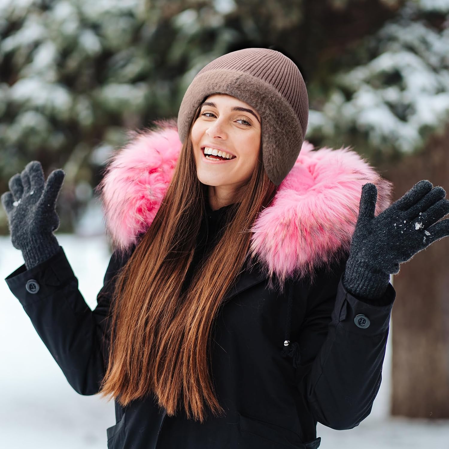 Handepo 4 Pcs Winter Beanie with Earflap Knit Thermal Soft Hat with Ear Cover Unisex Gifts for Men Women Cold Weather - Image 7