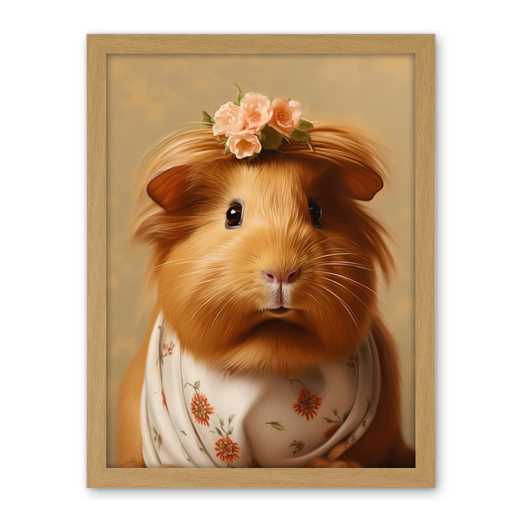Artery8 Cute Dressed Up Guinea Pig Girls Bedroom Artwork Framed Wall Art Print 18X24 Inch