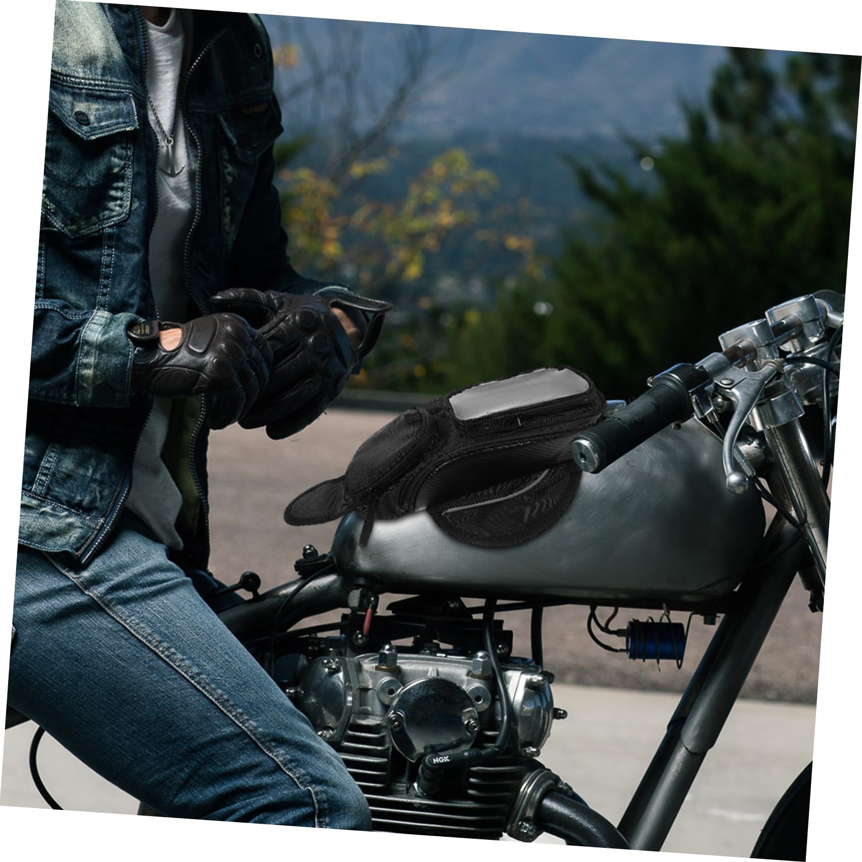 Mobestech 2pièces Sacoche De Réservoir Magnétique pour Sacoche Étanche avec Poche Transparente pour Navigation Bagage De avec Accès pour Écouteurs