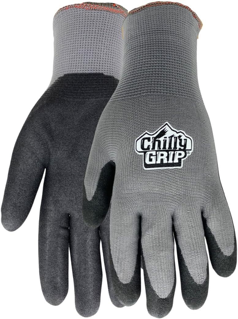 Red Steer A320 Gray Large Nylon Full Fingered Work & General Purpose Gloves - PVC Palm Only Coating - A320-L [PRICE is per PAIR]