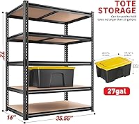 Vista 3 de REIBII 2400LBS Storage Shelves 5 Tier Garage Shelving Heavy Duty, Adjustable Metal Shelving Unit, Garage Shelves for Basement, Warehouse, Pantry