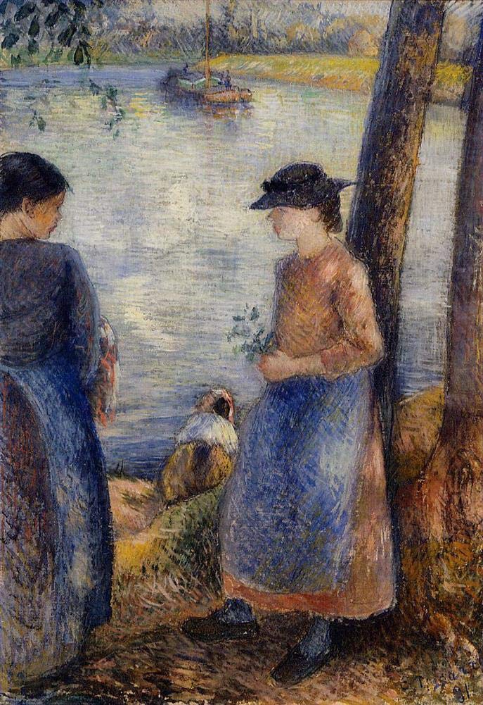Amazon.co.jp: つの水辺の絵画 1881 カミーユ ピサロ 女性