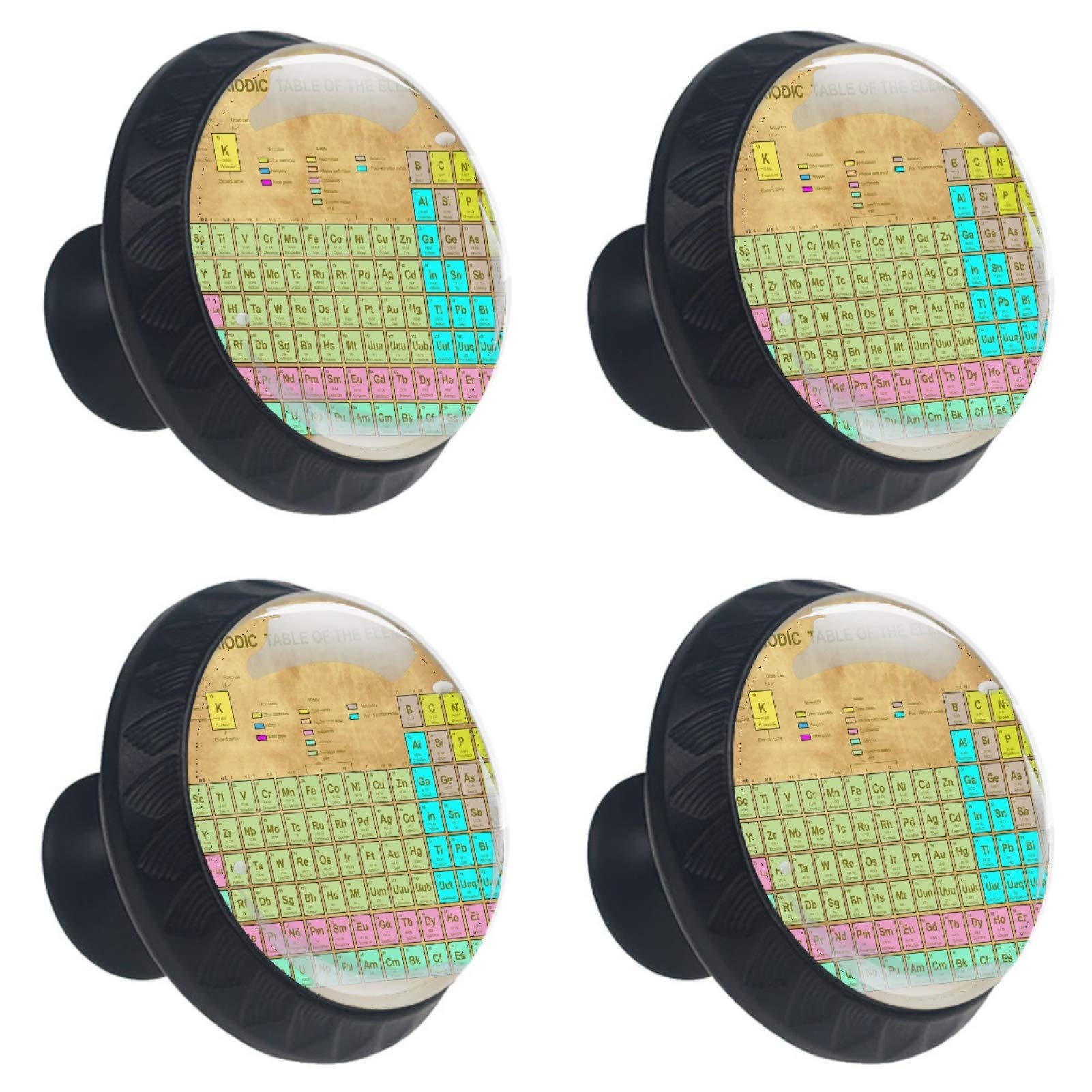 Boutons de meuble tableau périodique vintage poignée verre ronde 30mm