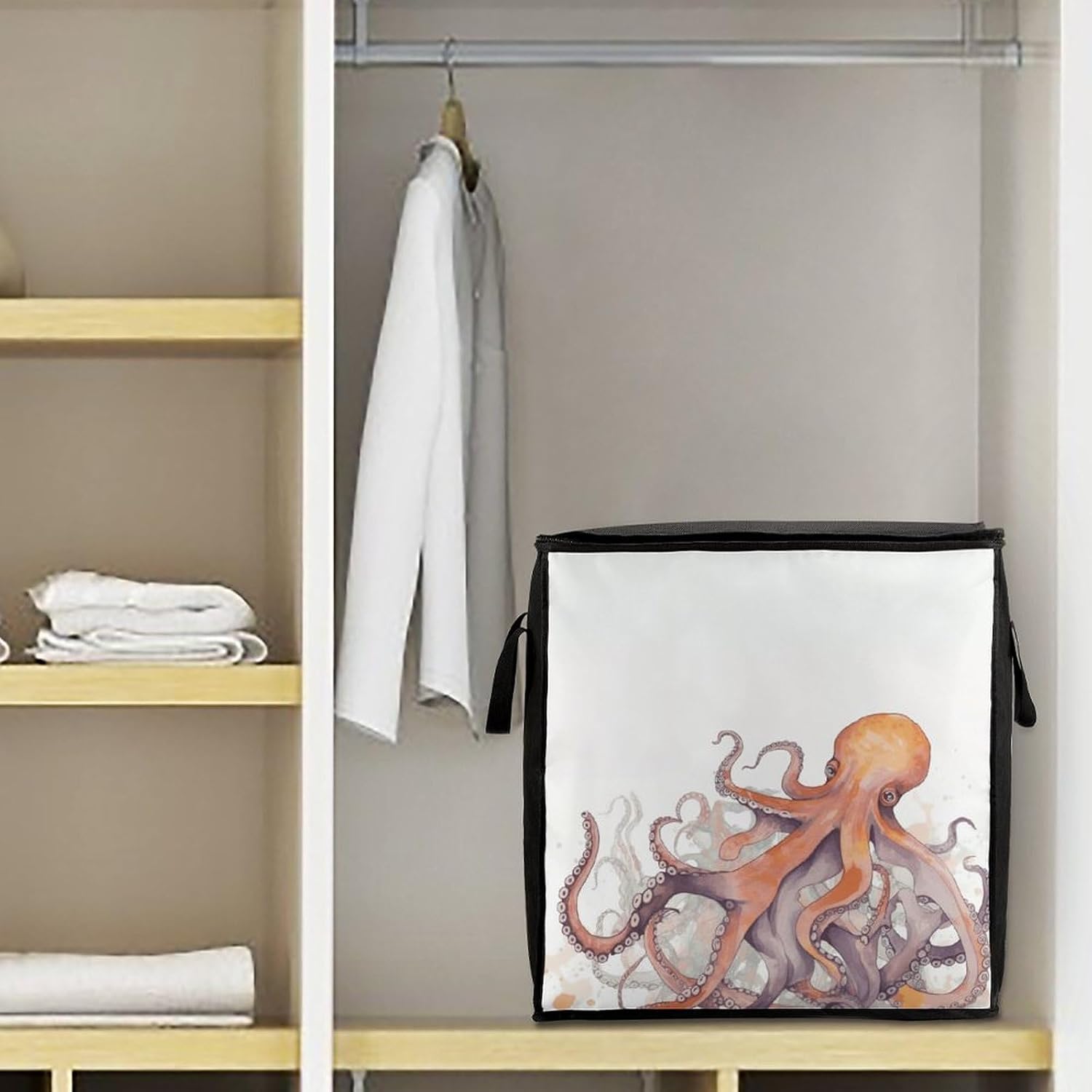 Octopus Tentacles Storage Bag with Zippers And Handle Extra Large Bedding Comforter Storage Bag Foldable Blanket Storage Bags Fabric Moving Bags for Closet Organizer (70L)
