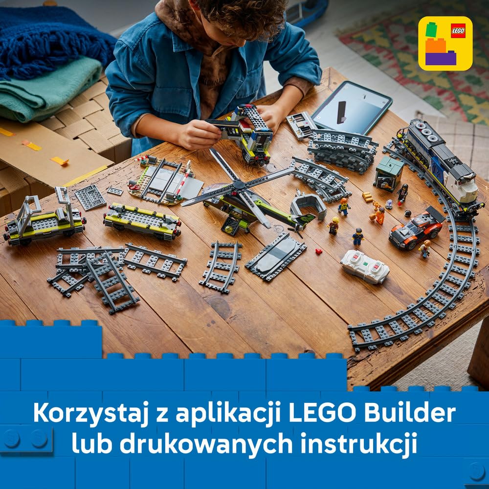 LEGO City Napad na policyjny pociąg 60508 | Pociąg dla dzieci, duży zestaw klocków konstrukcyjnych, prezent dla chłopca i dziewczynki 7+, Powered Up, 1313 elementów