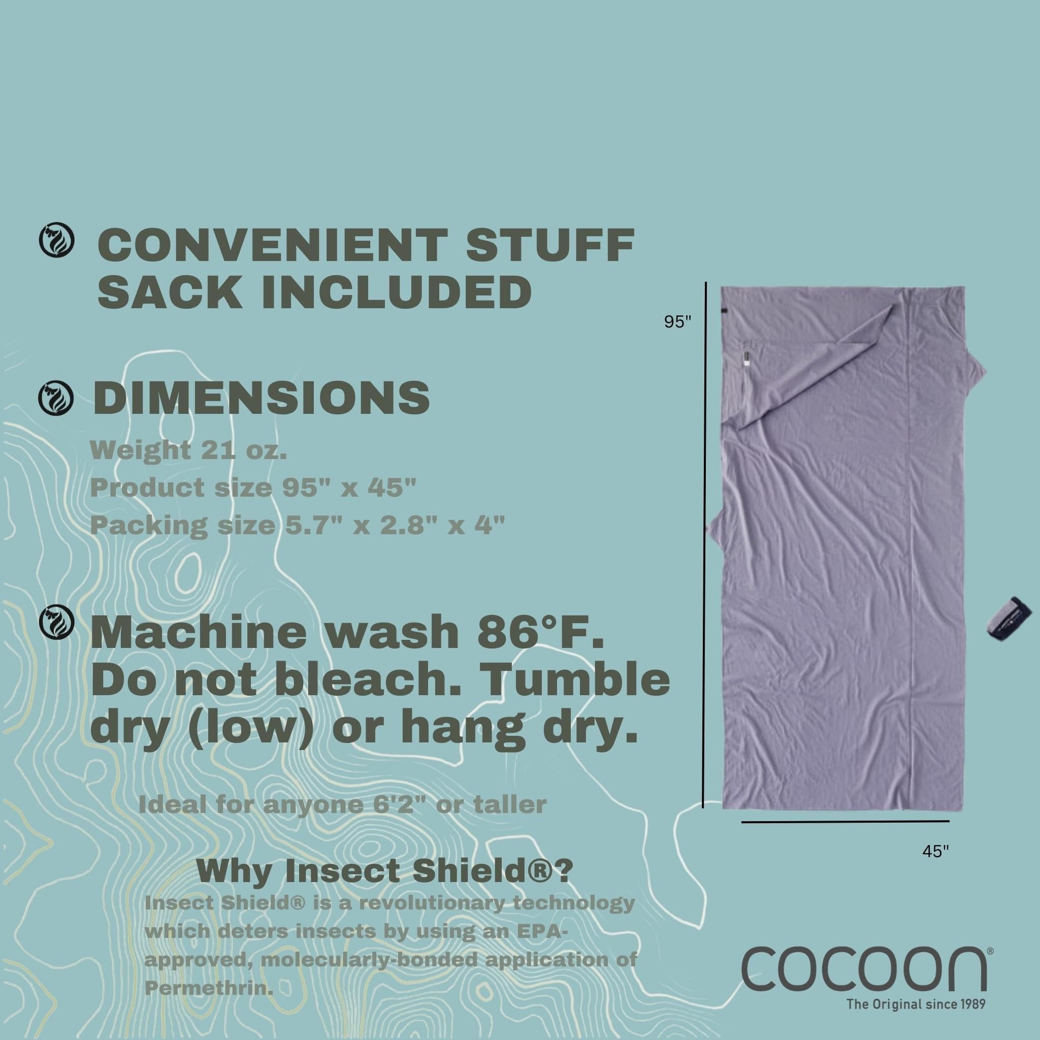 Cocoon Insect Shield Line Drap de sac de couchage XL, gris
