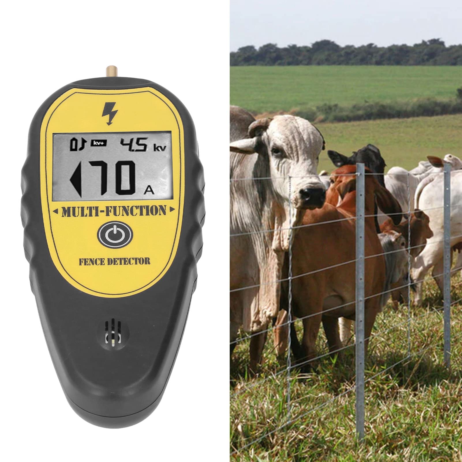 Probador de Cercas Buscador de Fallas, Pantalla LCD Medidor de Voltaje para Cercas Eléctricas Voltios de hasta 15 KV, Detector de Cercas Eléctricas Portátil Probador de Voltaje para Granjas de Ganado