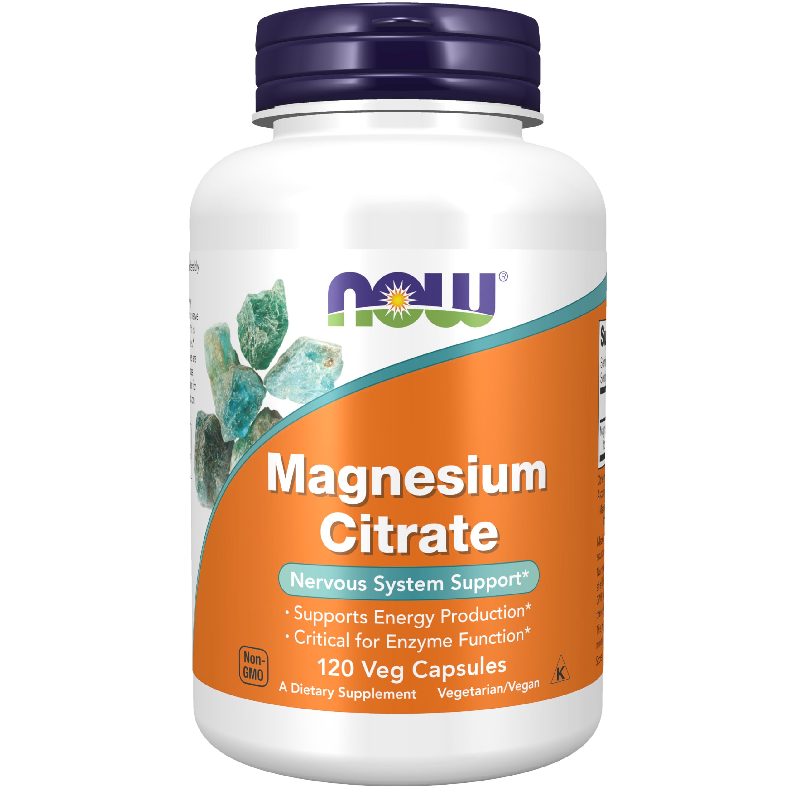 NOW Supplements, Magnesium Citrate, Enzyme Function*, 120 Veg Caps