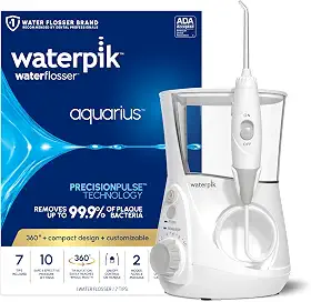 Waterpik Aquarius irrigador bucal profissional para dentes, gengivas, aparelhos, cuidados dentários, energia elétrica com 10 configurações, 7 pontas para vários usuários e necessidades, aceito pela AD