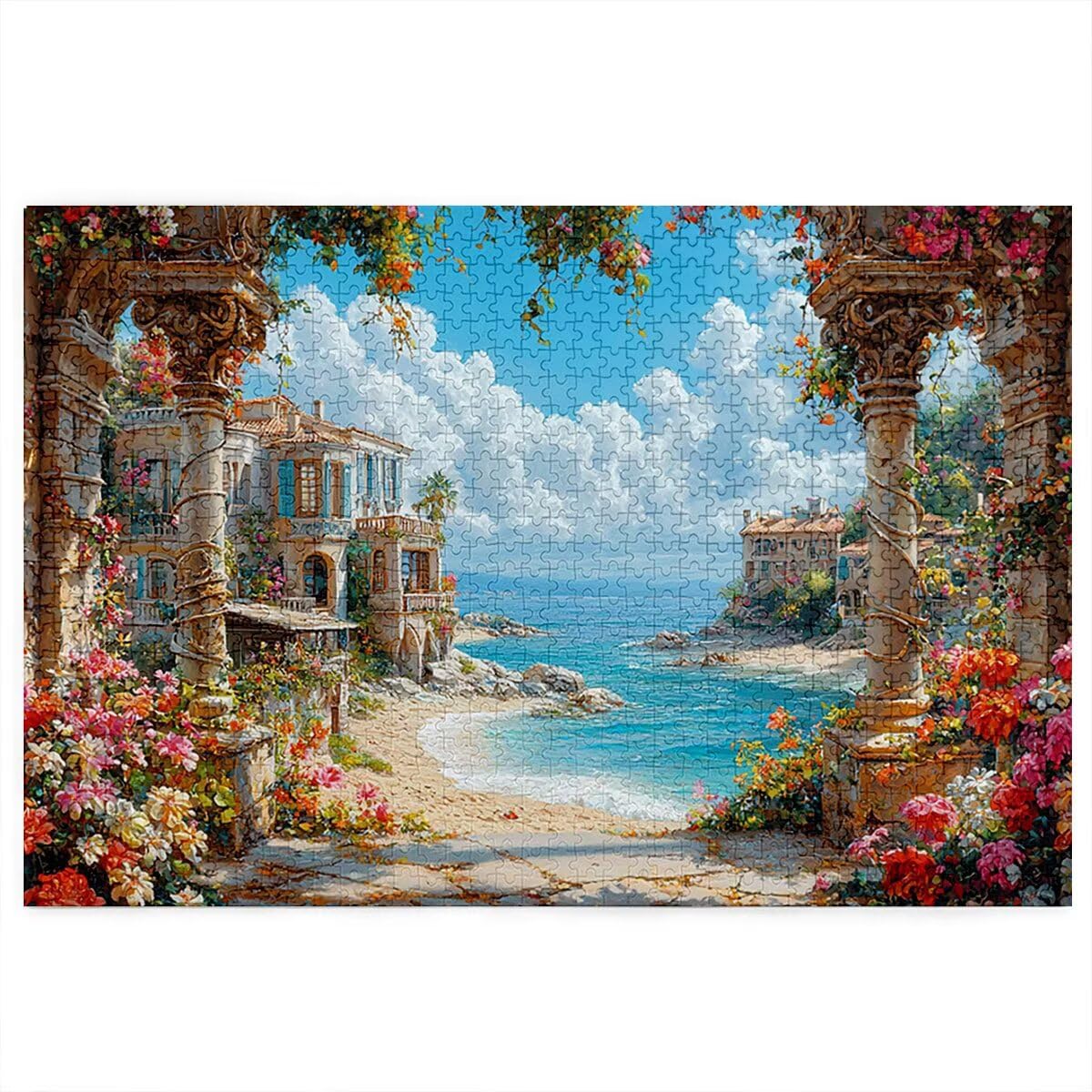 Puzzle 4000 elementów, Włochy, krajobraz, 4000 elementów, drewniane puzzle dla dorosłych, trudna łamigłówka, gra logiczna dla całej rodziny, drewniane puzzle do dekoracji salonu, na prezenty, P-28