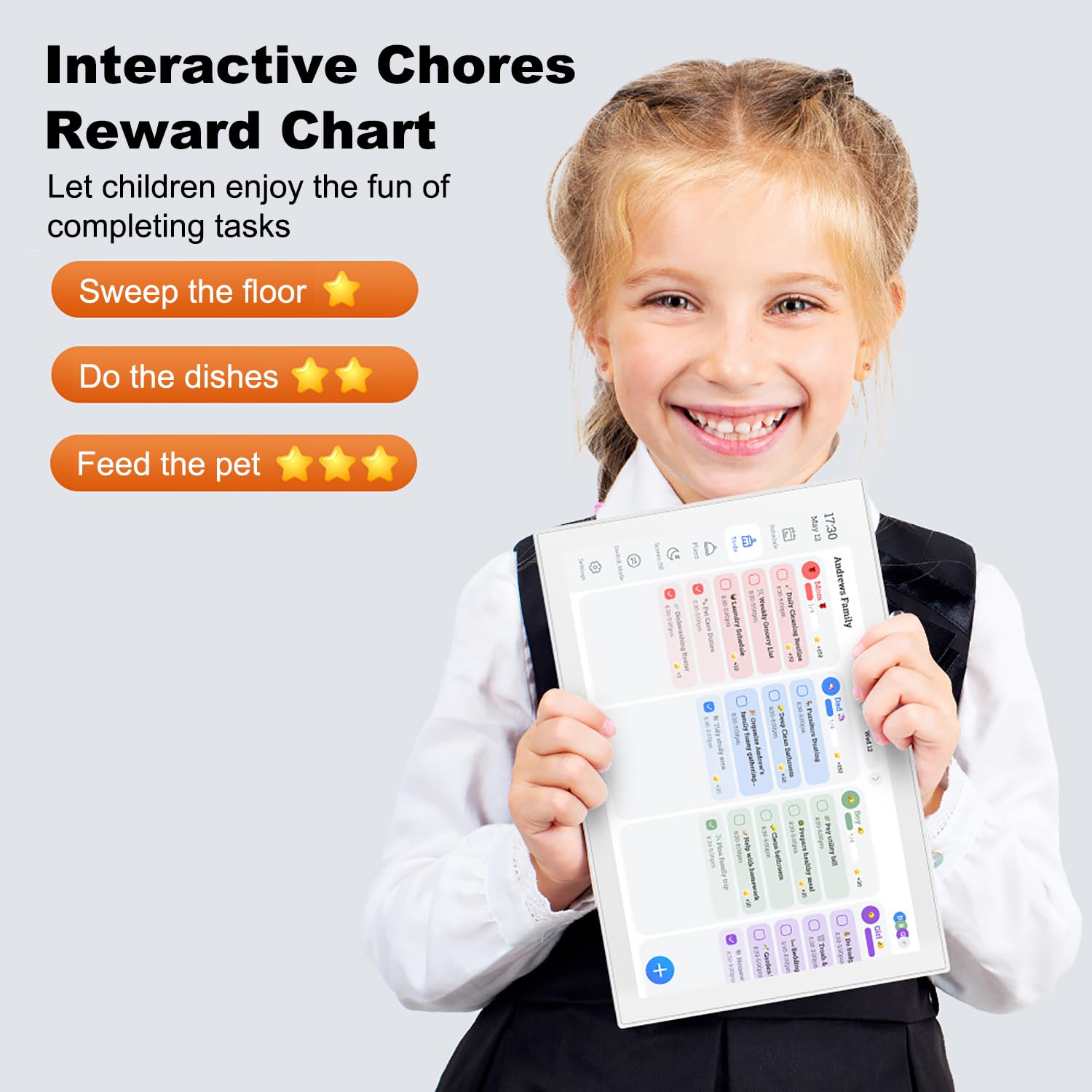 Calendario Digitale da Parete 10,1", Planner Familiare, Calendario Elettronico per Programma Famiglia e Conferenze, Sincronizzazione Bidirezionale Tramite App Mobile, 32 GB di memoria