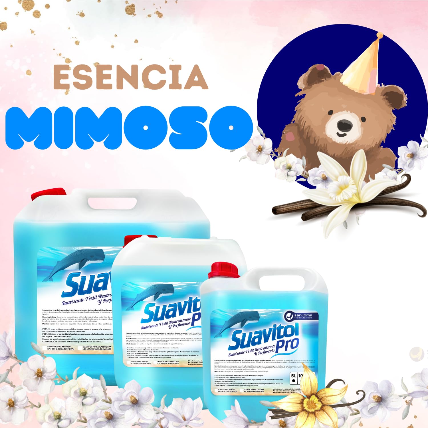 Suavitol Suavizante Líquido Profesional para Lavadora y Tintorería - Jabón Perfumado Industrial Concentrado con Olor Fresco y Duradero Mimoso 20L