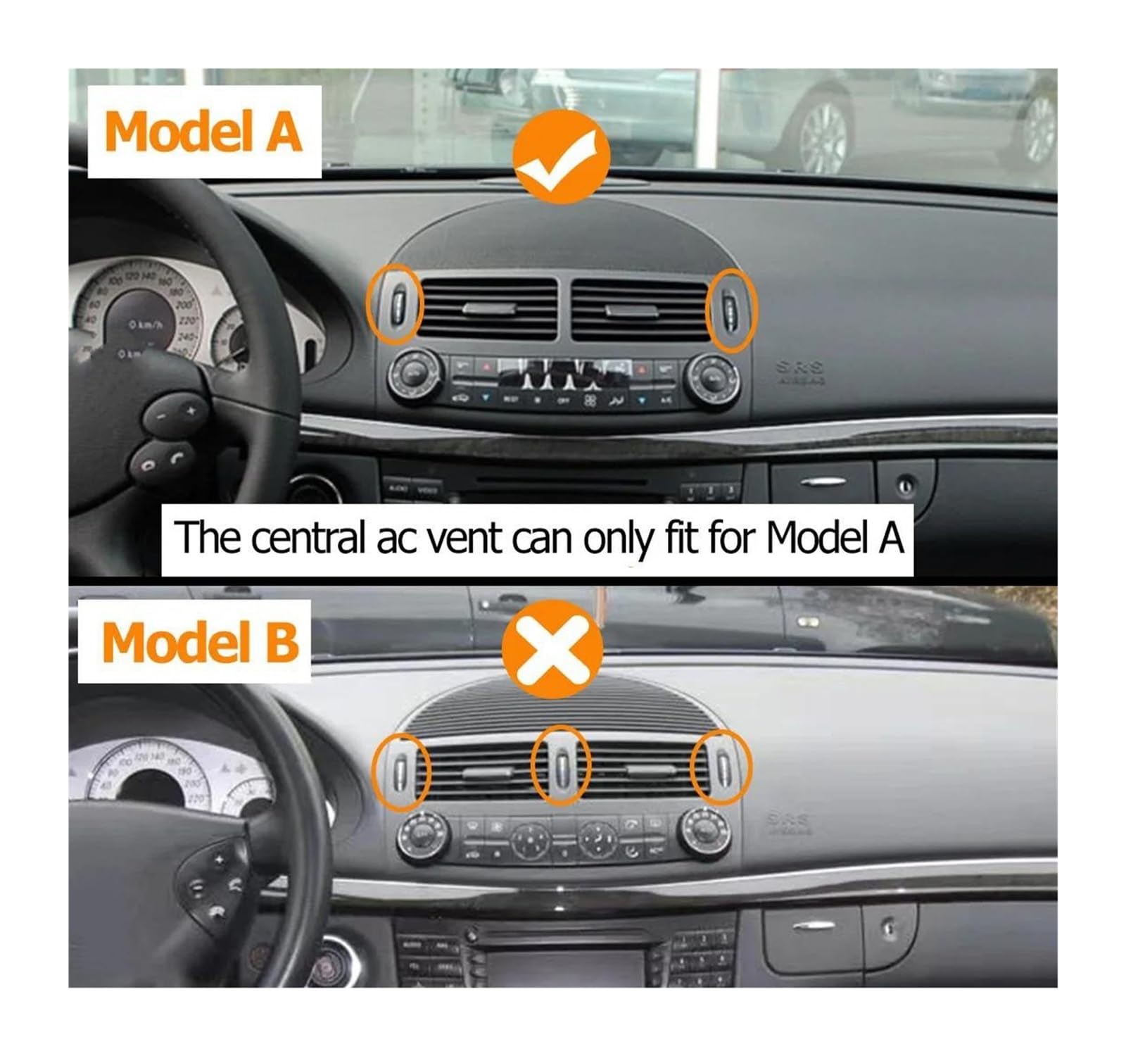 Zamiennik kratki wylotu powietrza do Mercedesa do Benz klasy E W211 2003-2008 E200 E230 E260 E280 E300 AC osłona kratki wentylacyjnej panel Stoneyellow-Let(Stoneyellow-Central)