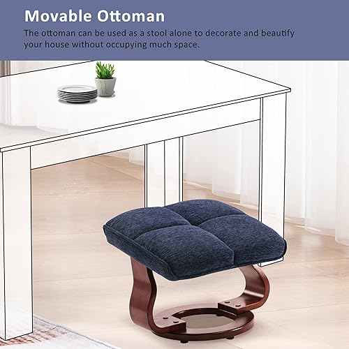 Miniatura 9 de MCombo Sillón reclinable giratorio con otomana, juegos de sillas de TV con masaje por vibración, ideal para espacios pequeños, sala de estar y